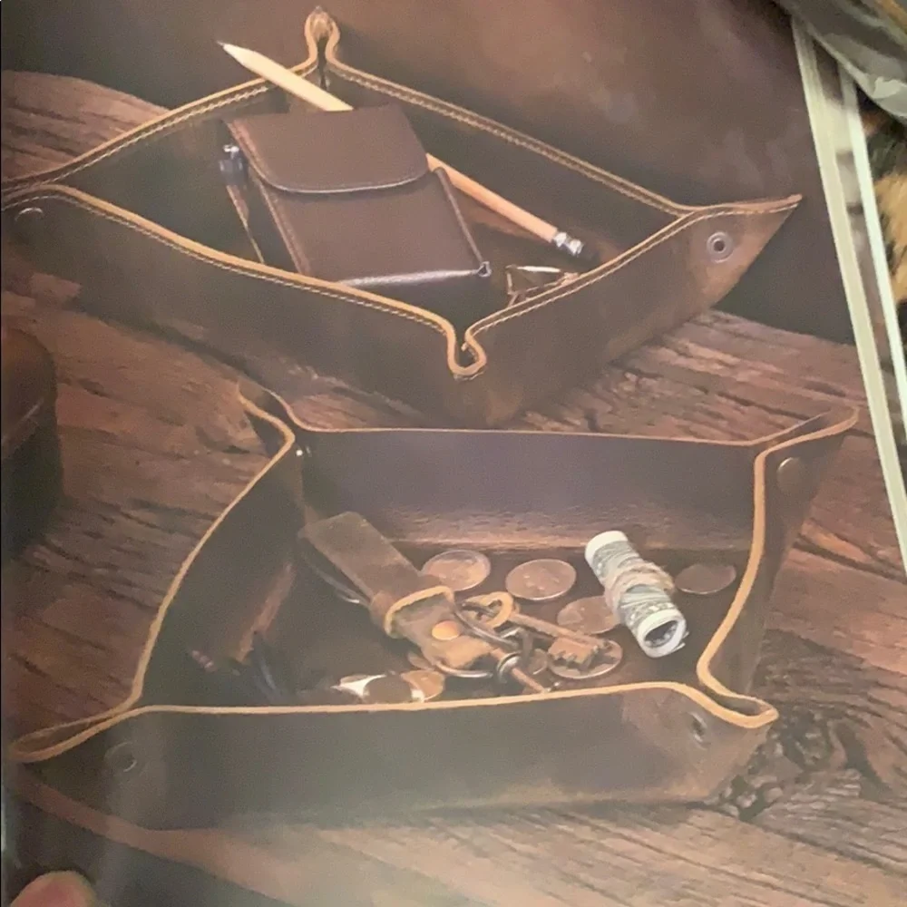 Myra square leather handmade tray, serving, unique
